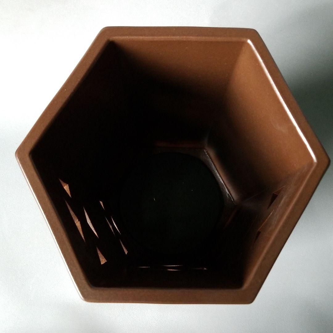 お値下げしました⤵信楽焼傘立て  六角茶彫 高さ４８cm