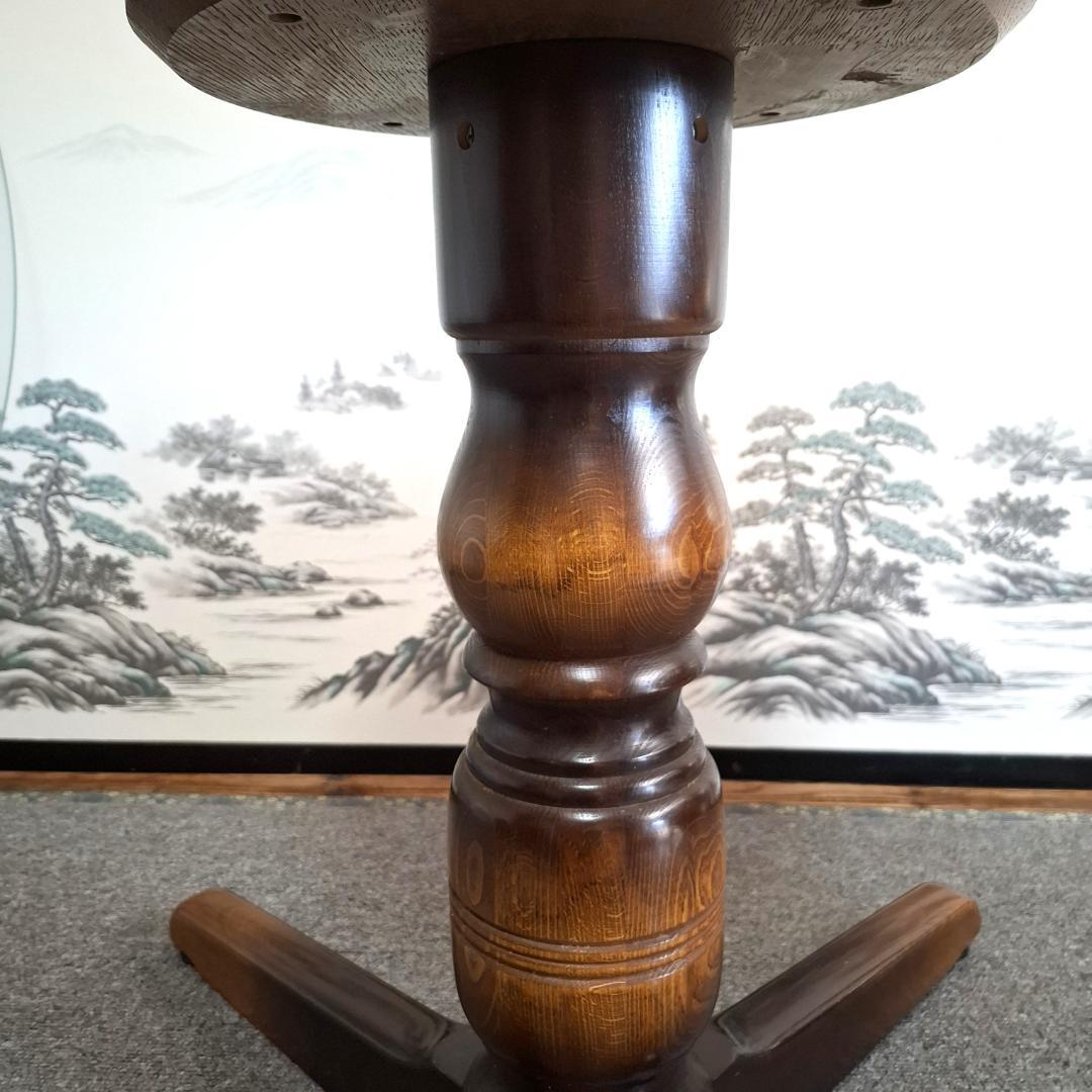 飛騨産業★キツツキ★ラウンドテーブル ダイニングテーブル★付属（ガラス、回転盤）