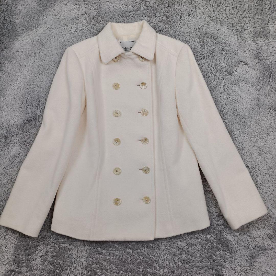 未使用級 マドモアゼルノンノン アンゴラ60% ピーコート Pコート 白 M