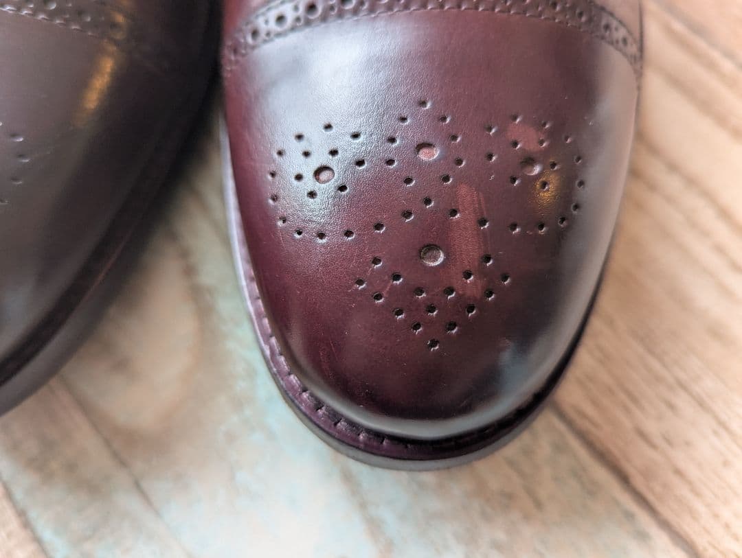 イタリア製 バーガンディ 内羽根 レザー シューズ size7