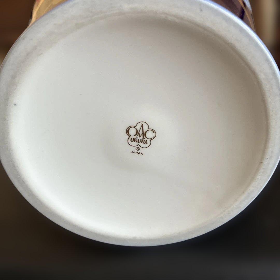 大倉陶園　瑠璃色の花瓶　鷺