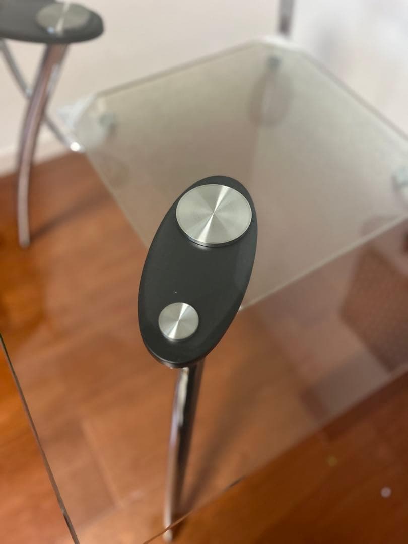 ミッドセンチュリー スクエア ガラステーブル 2段 TEMPERED GLASS