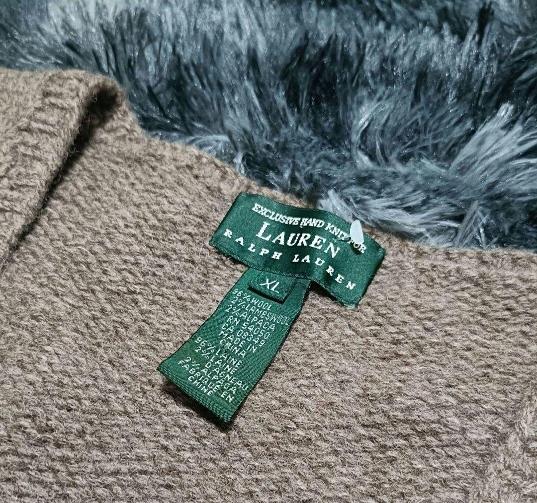 ラルフローレン　90s〜ネイティブ柄ベスト手編み　ウールニット　XL