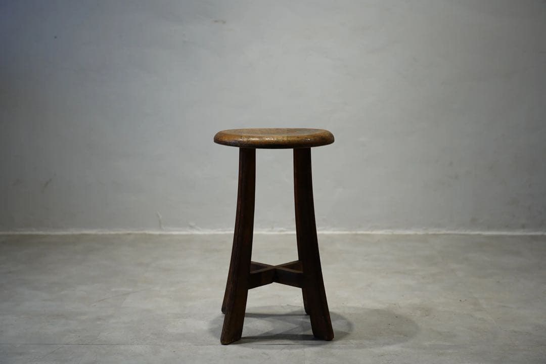 丸スツール　木製椅子　昭和レトロ　チェア　古木