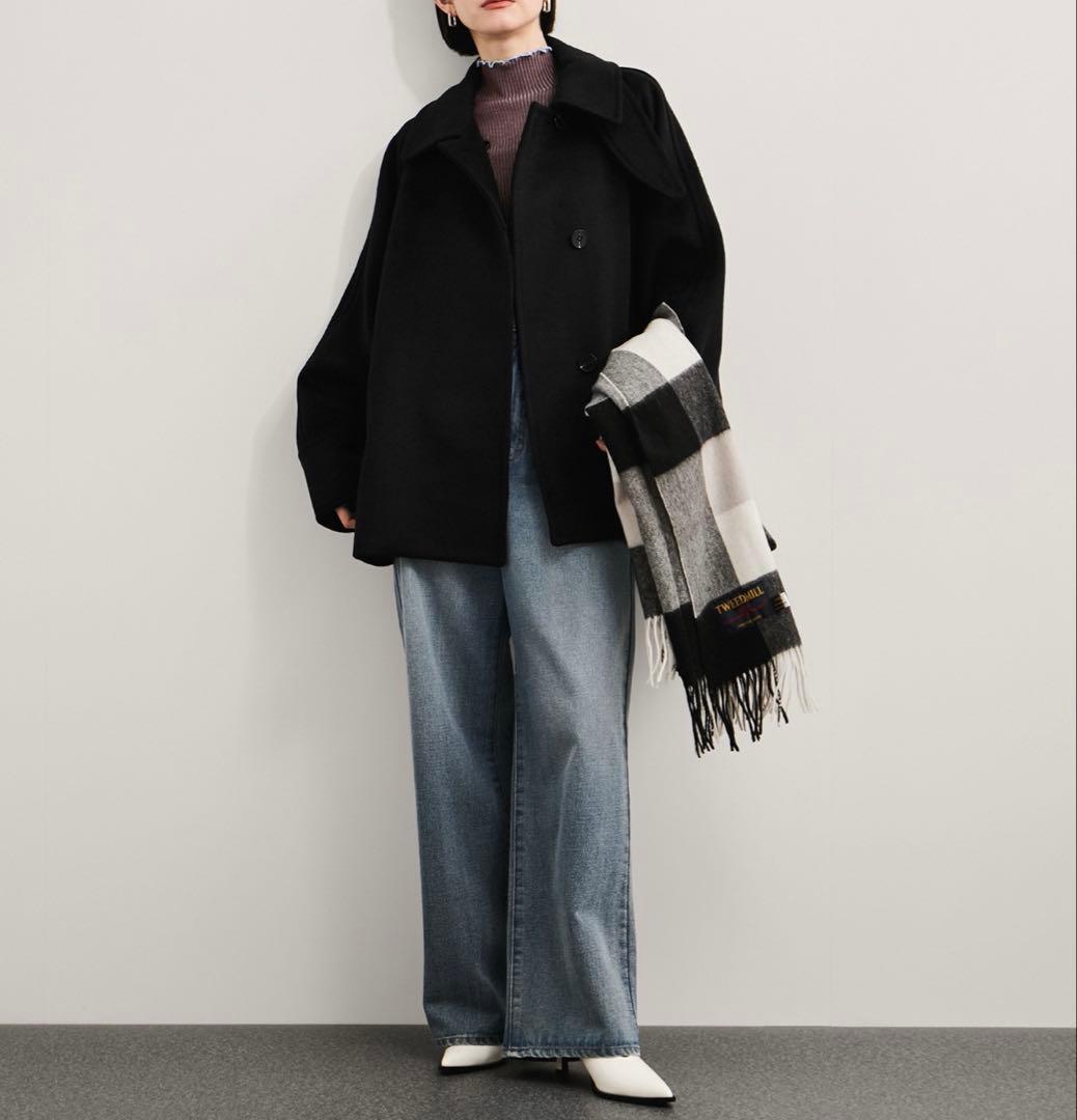 2wayスタンドカラーミドル丈コート