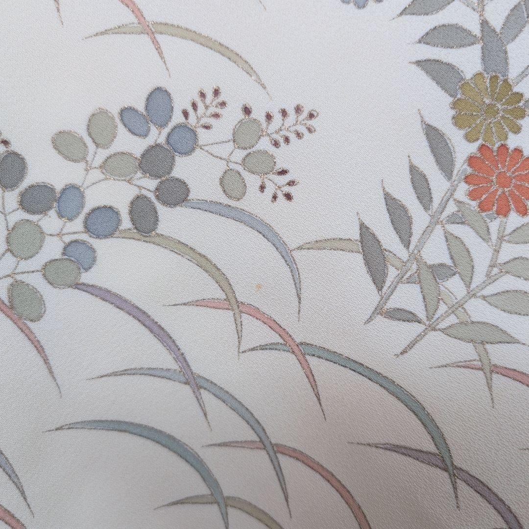 訪問着　フルセット　着物　正絹　花　刺繍　金彩加工　しつけ糸　祝い事　O9