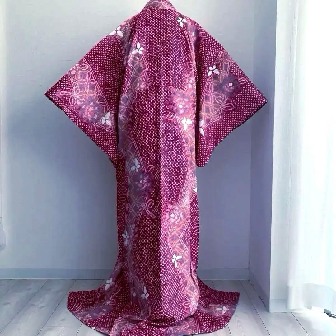 *nuko* 有松絞り浴衣・有松鳴海絞り浴衣　手縫い　蝶々　No.8-80