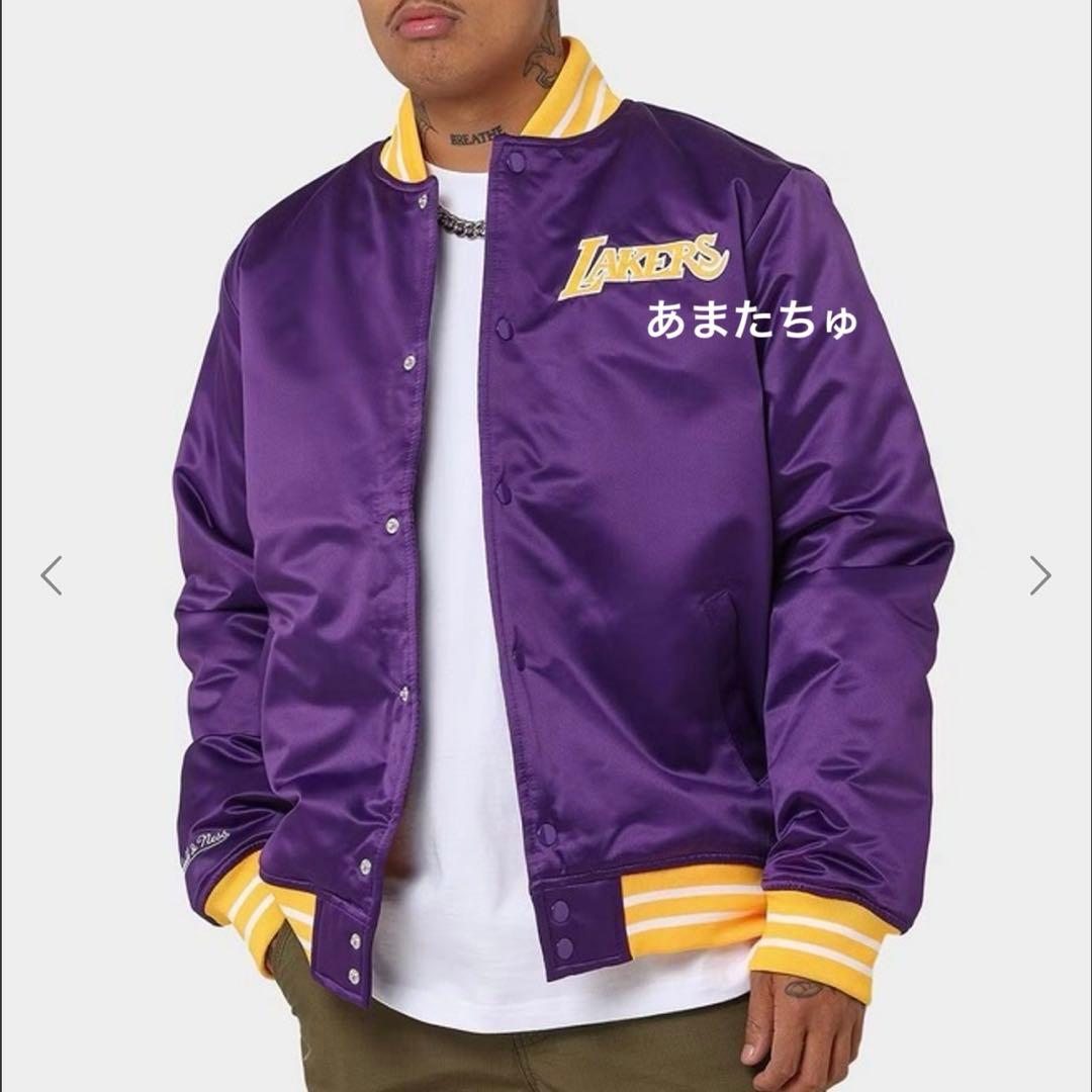 Mitchell & Ness LA Lakers サテン ジャケット サイズL