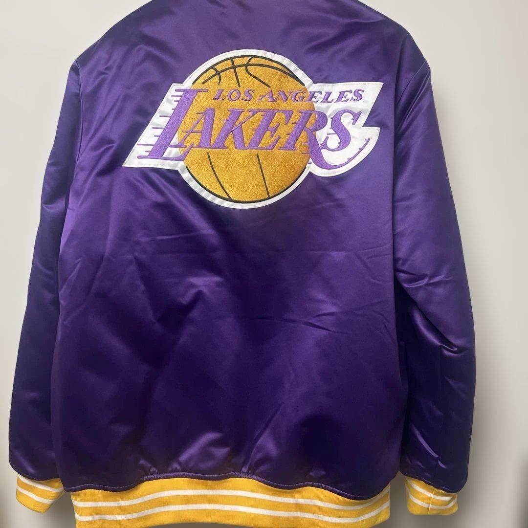 Mitchell & Ness LA Lakers サテン ジャケット サイズL