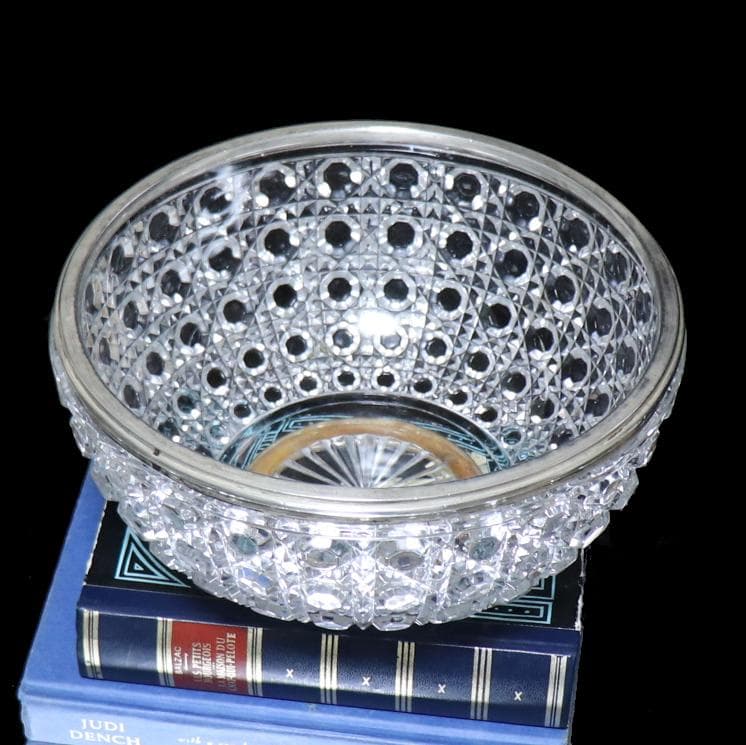 オールド・バカラ 1890年 最大級 25.8cm 2.5kg 銀巻特大鉢