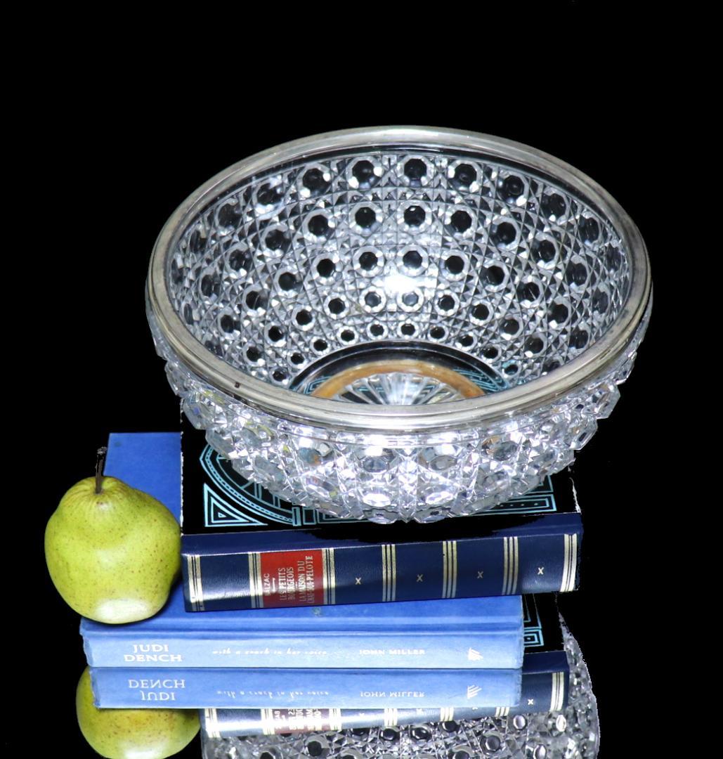 オールド・バカラ 1890年 最大級 25.8cm 2.5kg 銀巻特大鉢