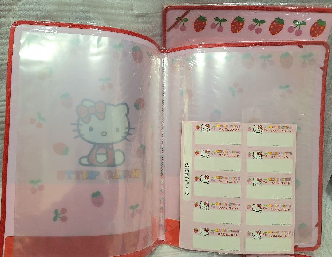 ハローキティ 2002 水玉リボン いちご 賞状ファイル セット レトロ 激レア
