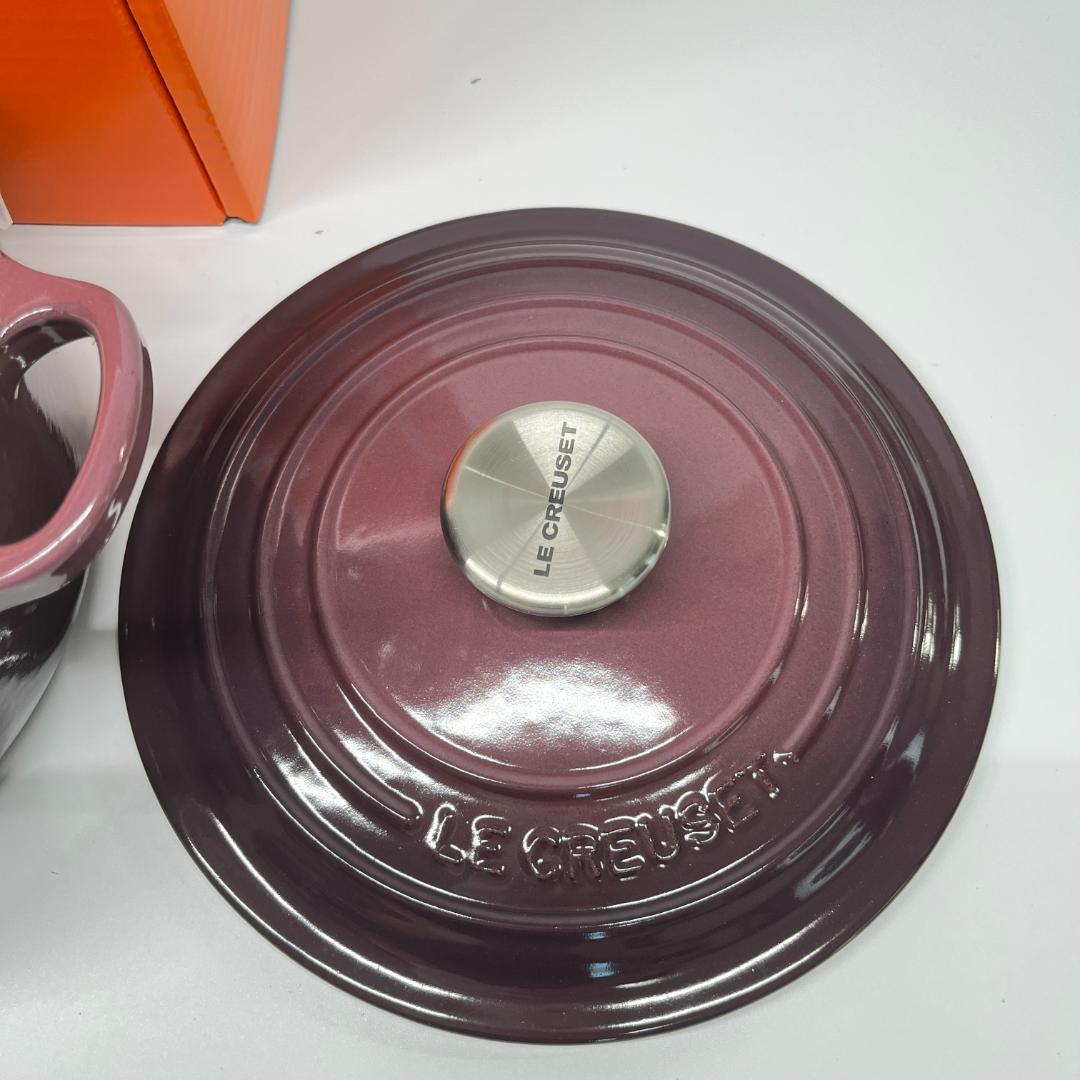 ル・クルーゼ　ココットロンド 20cm フィグ　シルバーノブ　新品