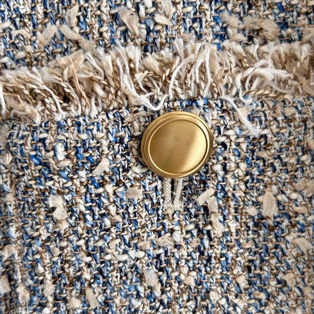 ユナイテッドアローズ グリーンレーベル ツイード ノーカラー ジャケット