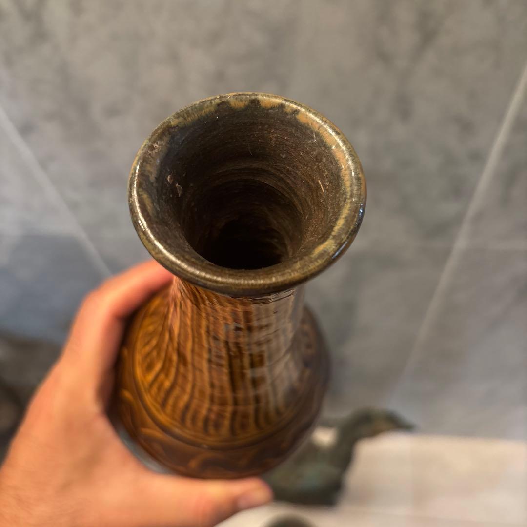 民藝 美しいお色と刷毛目模様が芸術的な小鹿田焼の花瓶