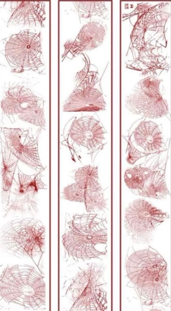 镭射红 6cm×5m 蜘蛛网 海外マスキングテープ　海外マステ　蜘蛛の巣