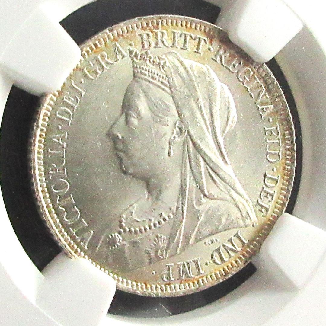 1900 イギリス シリング 銀貨 ヴィクトリア NGC アンティーク 