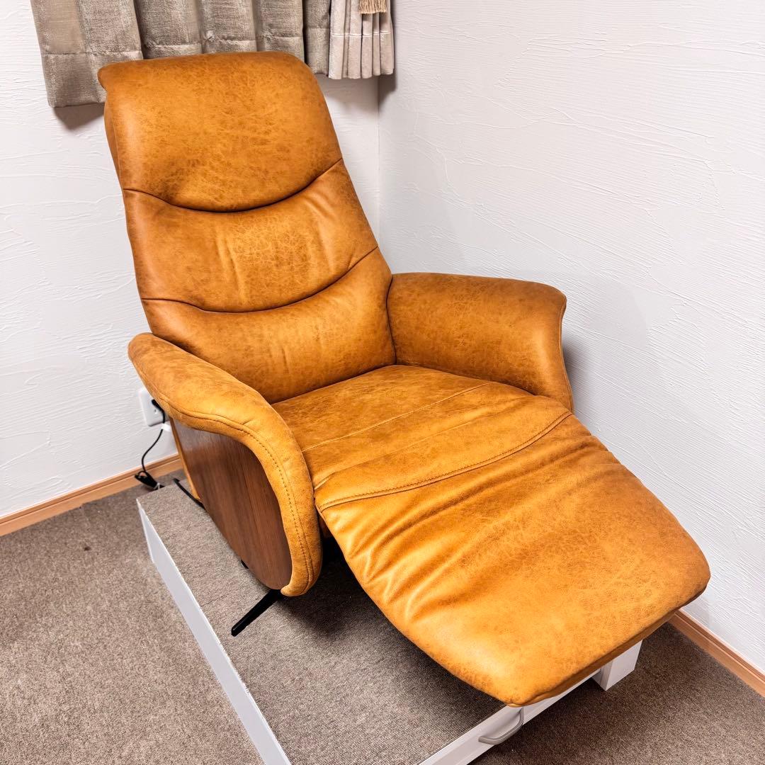 【美品】電動リクライニングチェア キャメル