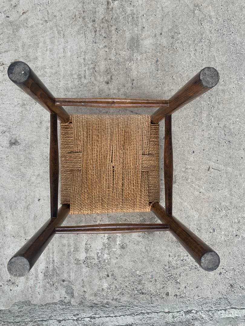 アンティーク ラッシュ スツール 縄編み チェア 民芸家具 椅子 No.1