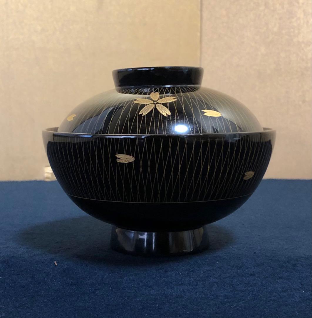 《R》輪島塗 沈金桜川 吸物椀5客 木製漆器 木箱　251218か1