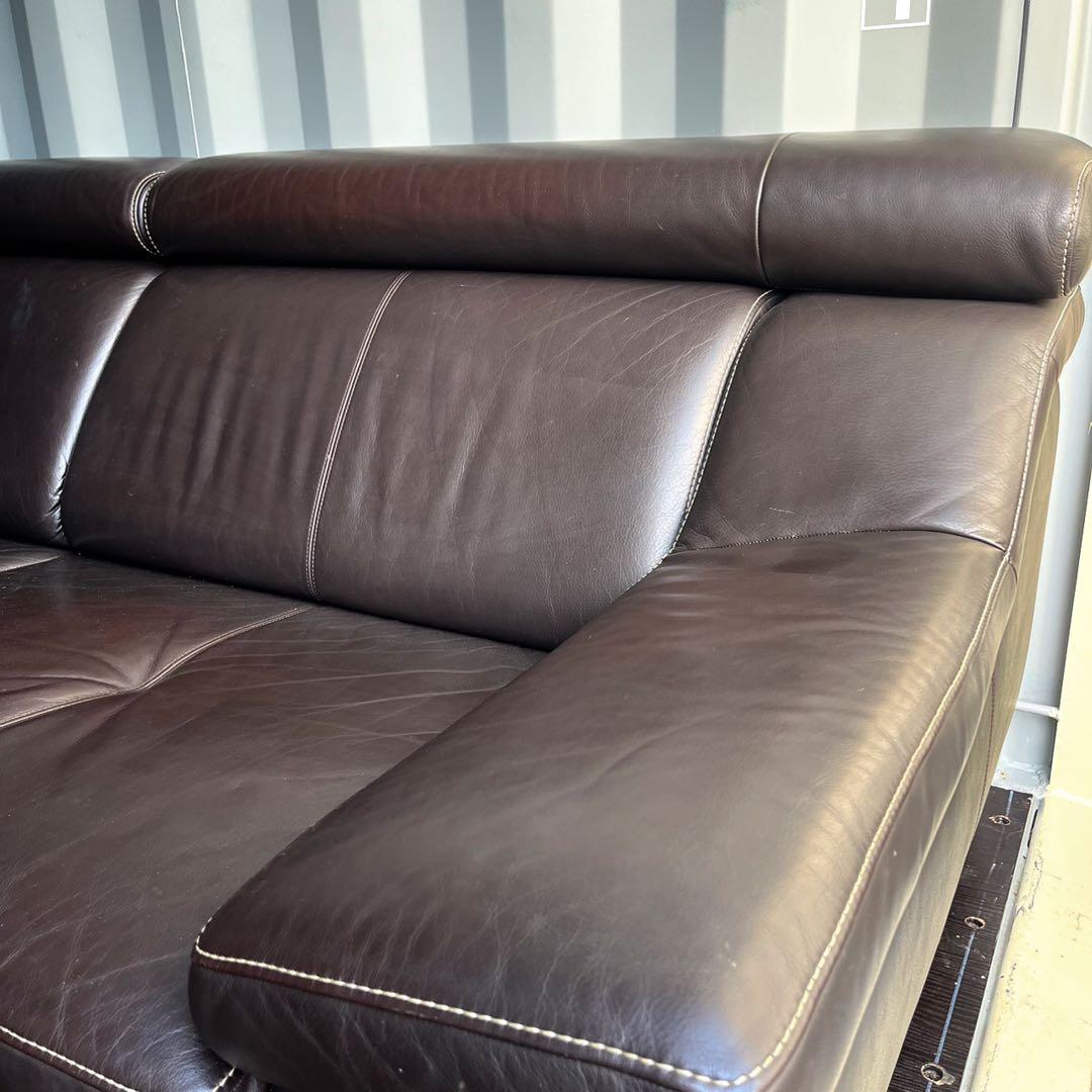 取付無料！カリモク家具 ZU53 本革リダークブラウンソファ・オットマン✨