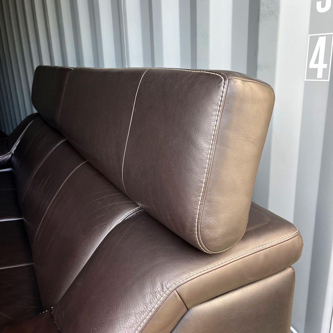取付無料！カリモク家具 ZU53 本革リダークブラウンソファ・オットマン✨