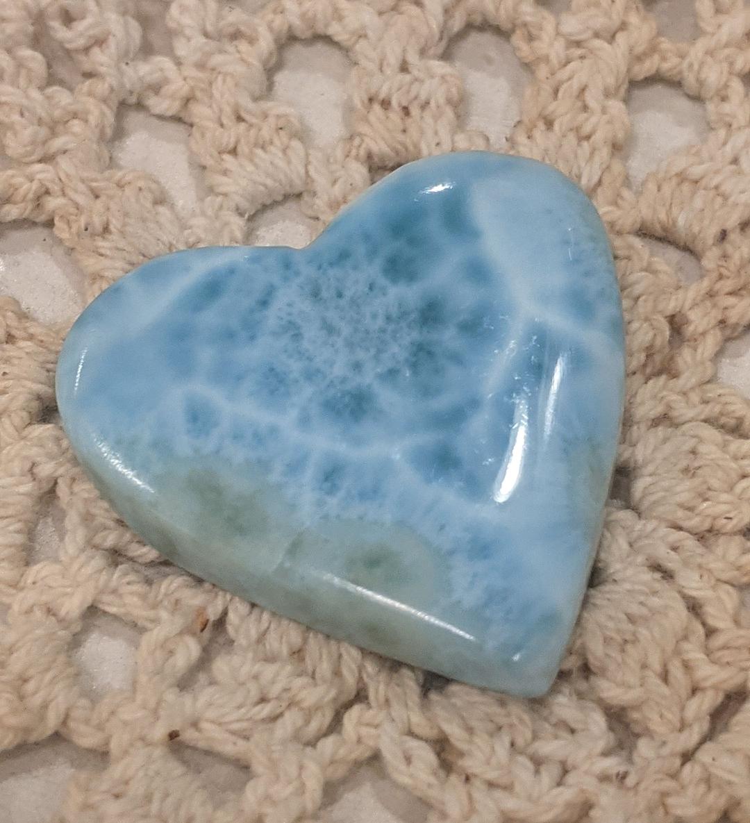 癒やしの光…ラリマー（ブルーペクトライト）ハート　ガラスドームシリーズ