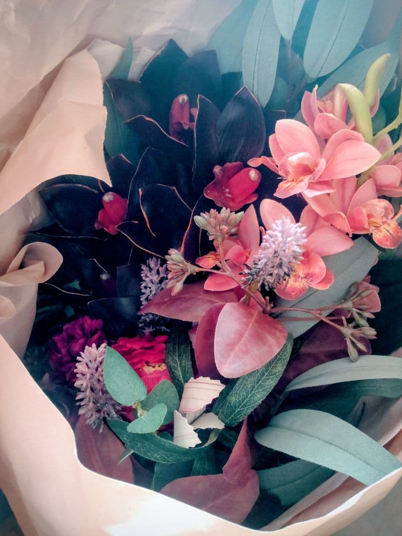 アーティフィシャルフラワー ブーケ ボルドー