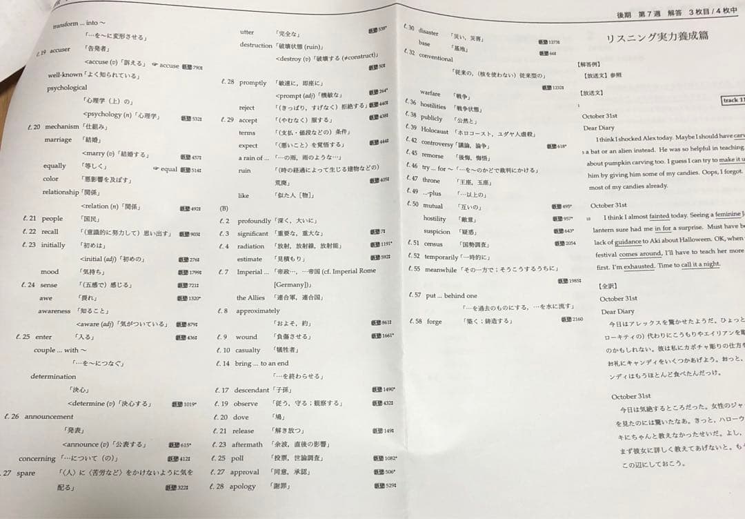 鉄緑会　高1 英語 発展講座　プリント付き　前期、後期