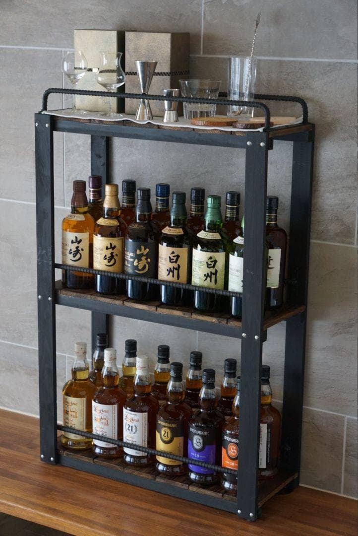 ウィスキーラック　男前インテリア　棚　インダストリアル　収納　お酒　多肉 915