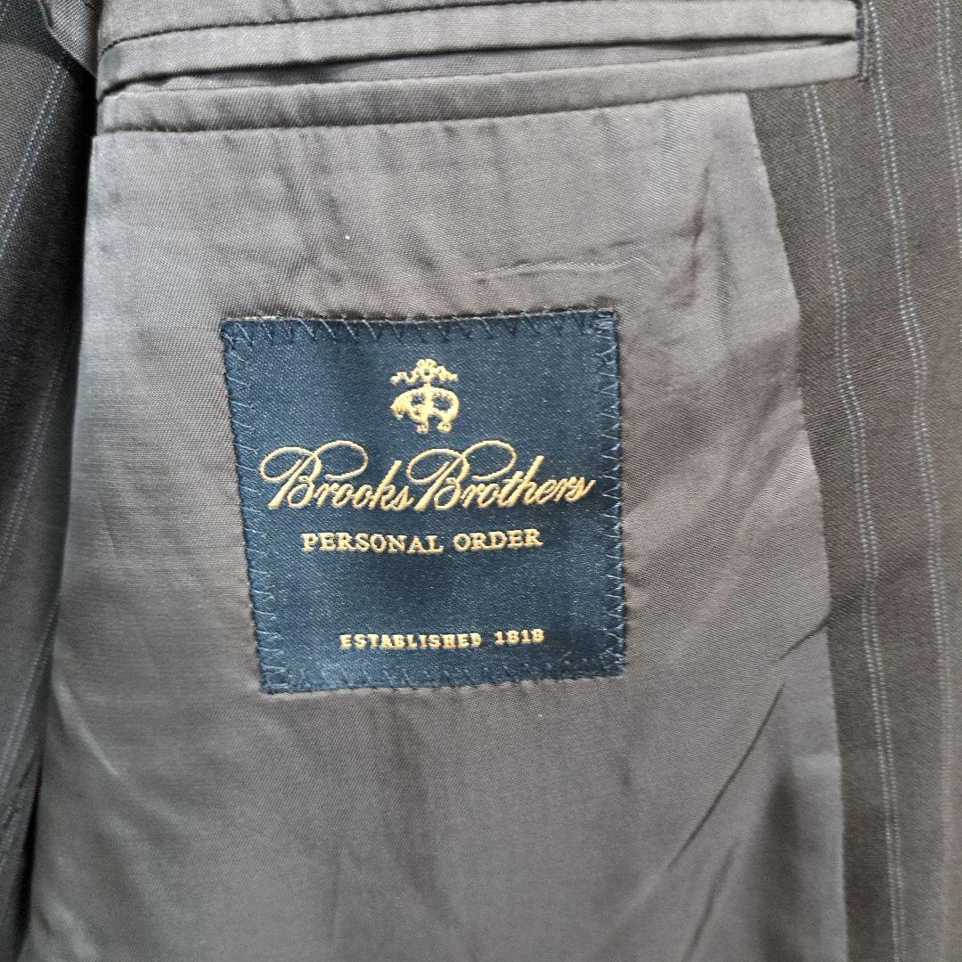 ブルックスブラザーズ　オーダースーツ　セットアップ　黒　ストライプ　背抜き　L