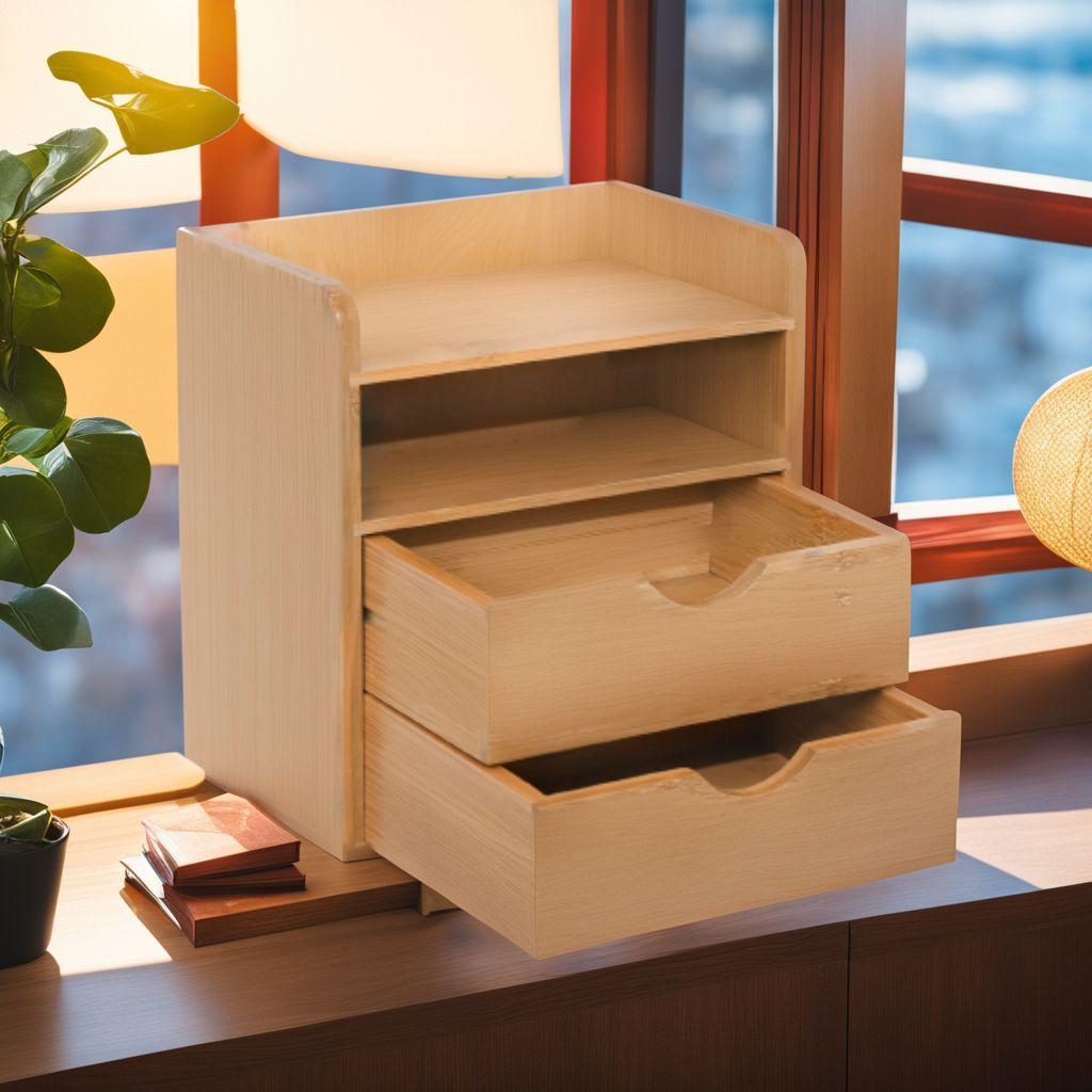 小物入れ 卓上収納 ラック 竹製卓上収納ボックス 棚