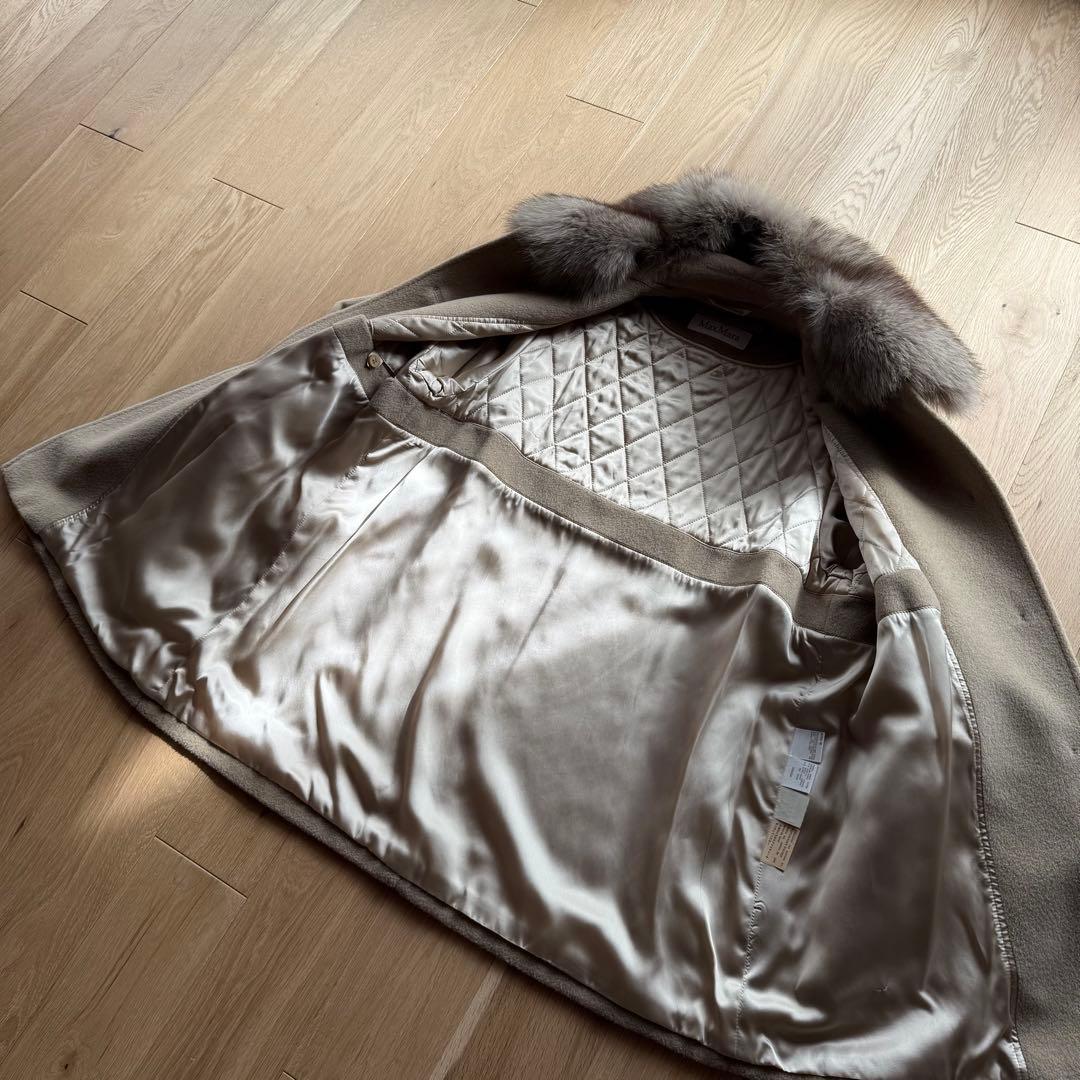 Max Mara マックスマーラ 白タグ ウール カシミヤ コート ファー付