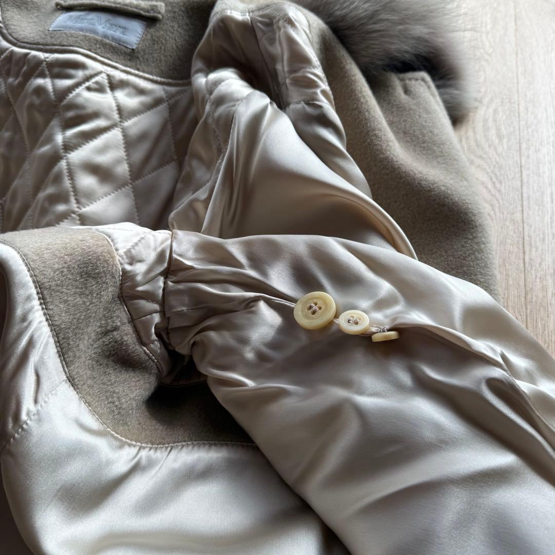 Max Mara マックスマーラ 白タグ ウール カシミヤ コート ファー付