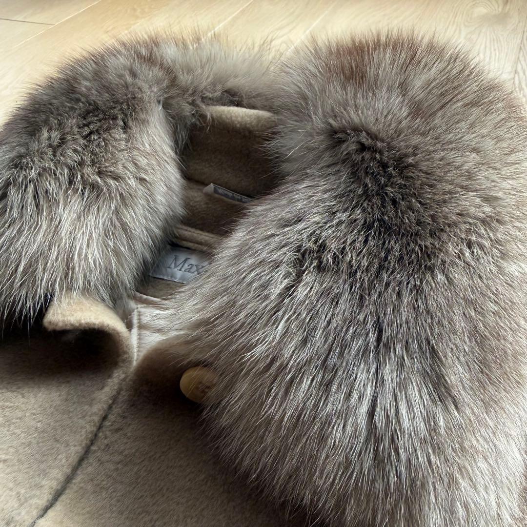 Max Mara マックスマーラ 白タグ ウール カシミヤ コート ファー付