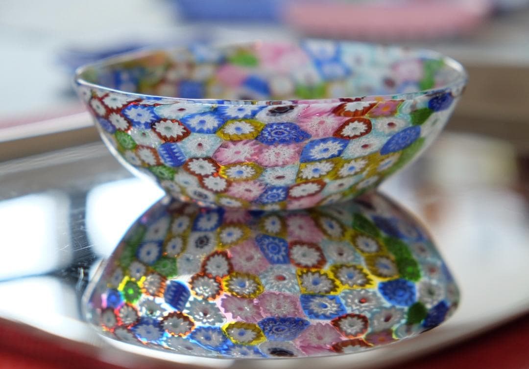 吹きガラス ミルフィオリ ムラーノガラス ヴェネチアングラス/小皿/江波冨士子