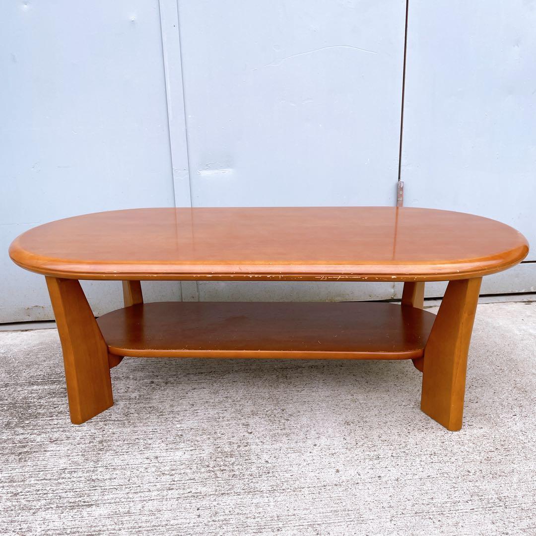 【送料込】マルニ木工 天然木 センターテーブル 楕円形 ローテーブル