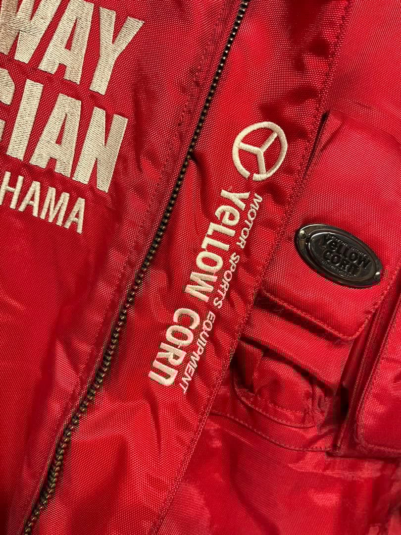 イエローコーン ナイロン シングルライダース ジャケット 赤 大きいサイズ LL