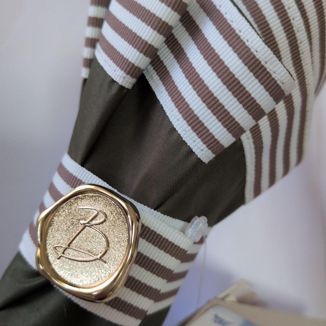 ビューランス　グリーン×ブラウンストライプ　折りたたみ晴雨兼用傘