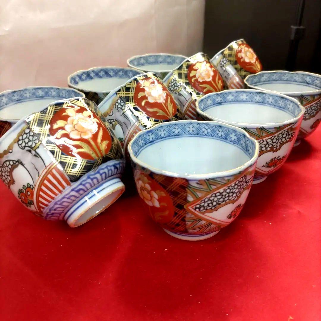 有田焼　伊万里焼　古伊万里　金彩　色絵　向付　蕎麦猪口　湯呑み　10客セット　①