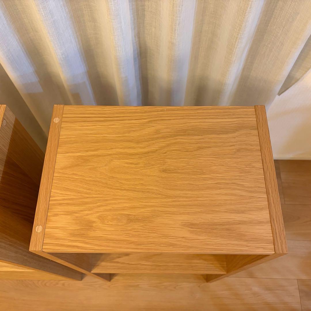 【直接引取】無印　スタッキングシェルフ　オーク材　2段　2個セット