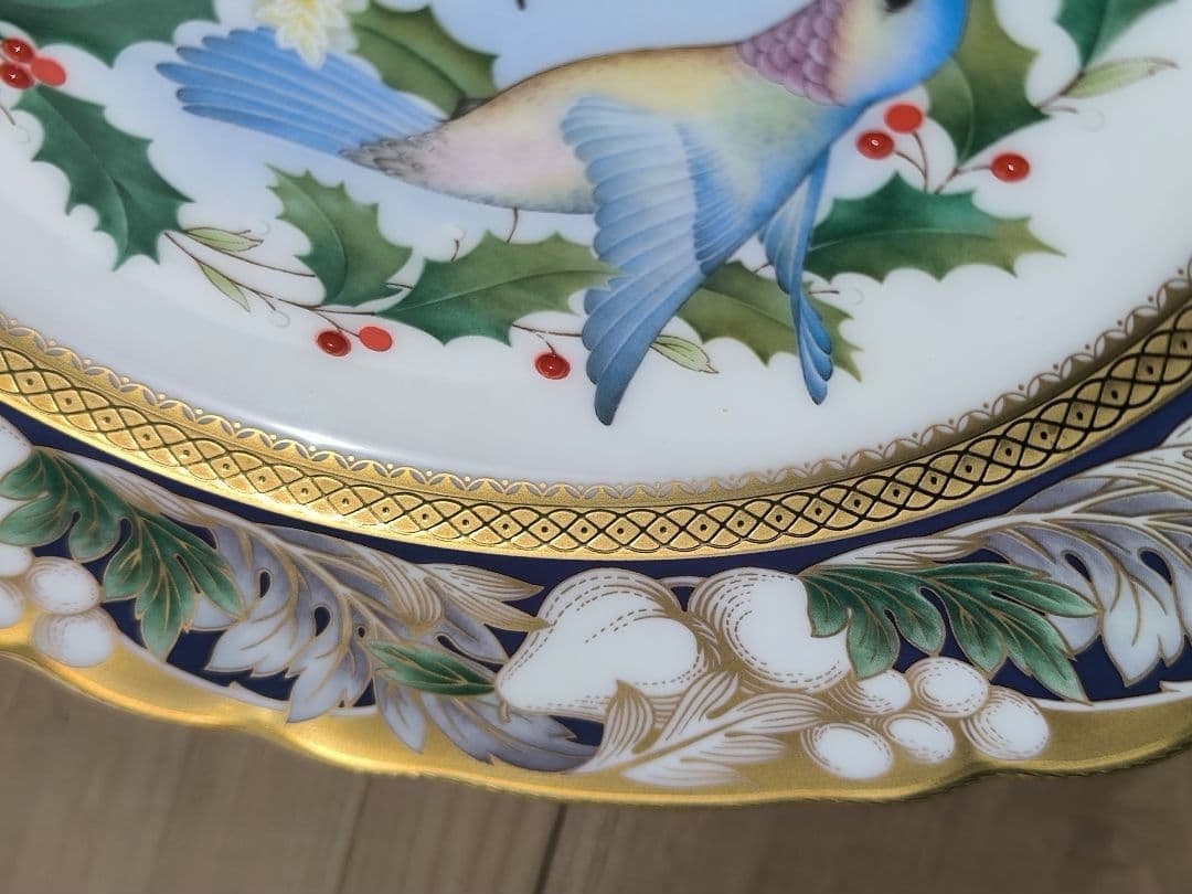 ノリタケ 限定品プレート 2000 ハチドリ 青い鳥 陶器 金彩