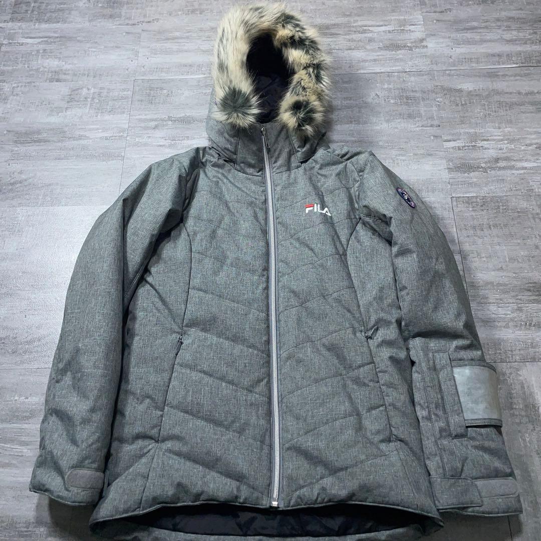 美品☆ FILA フィラ スキーウェア 上下セット レディースS グレー ファー
