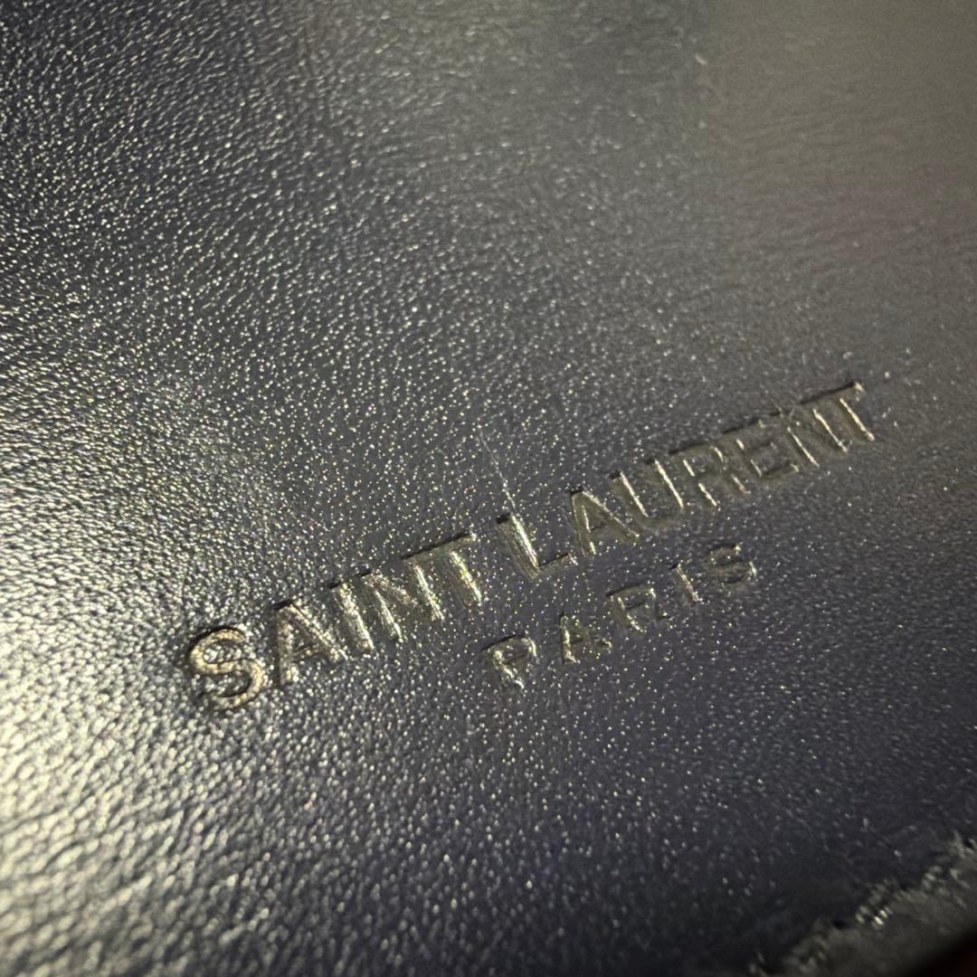 【新品】Saint Laurent フラグメントケース カーフレザー　ネイビー