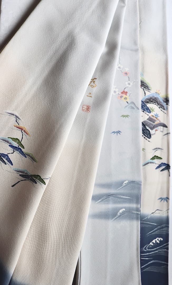 ご予約中です。逸品 名門上野家二代目上野為二氏 京友禅 正絹訪問着 秀逸松文様