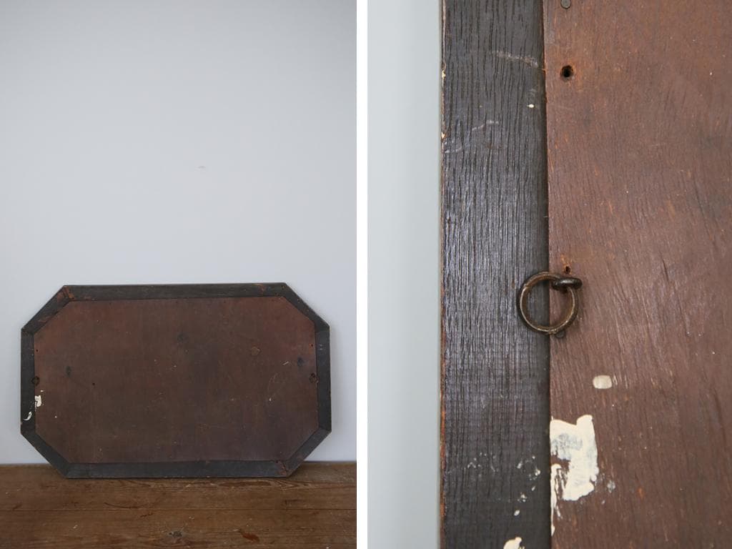 英国アンティーク木製カッティングミラー/壁掛け鏡オクタゴン八角形85-157-3