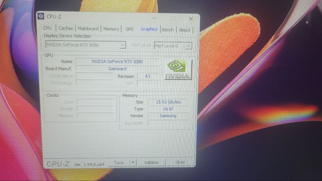 Gainward PhoenixGeForce RTX 5080 16GB動作品