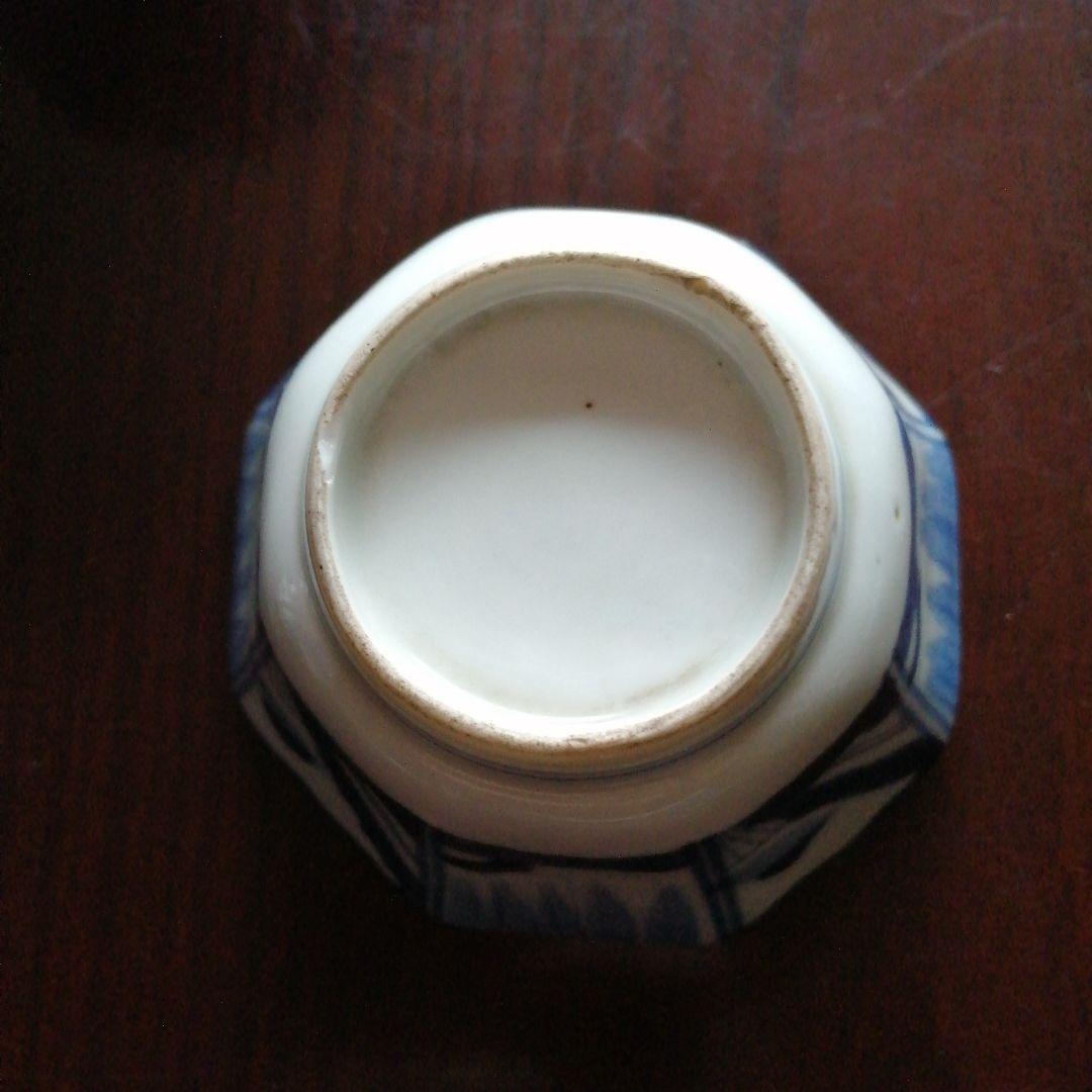 古伊万里　染付八角向付　9客　10cm　江戸中期（1700年代後半）