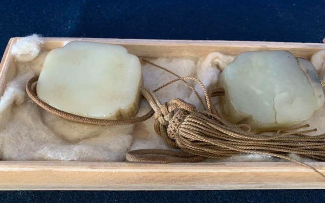 中国古美術/時代物/清 /白玉風鎮ペア