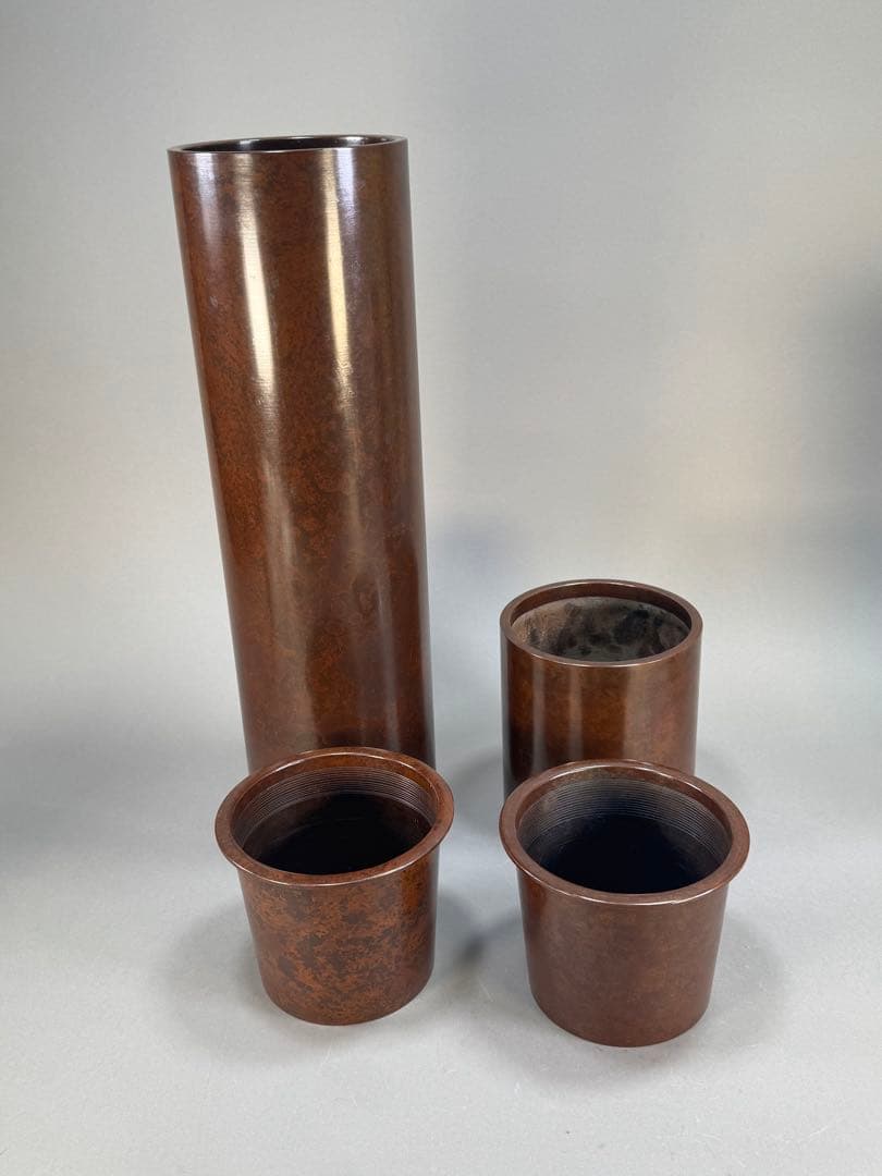 いけばな　鋳銅　唐銅花器　池坊　古流　未生流　龍生派　2点セット高さ45.8cm